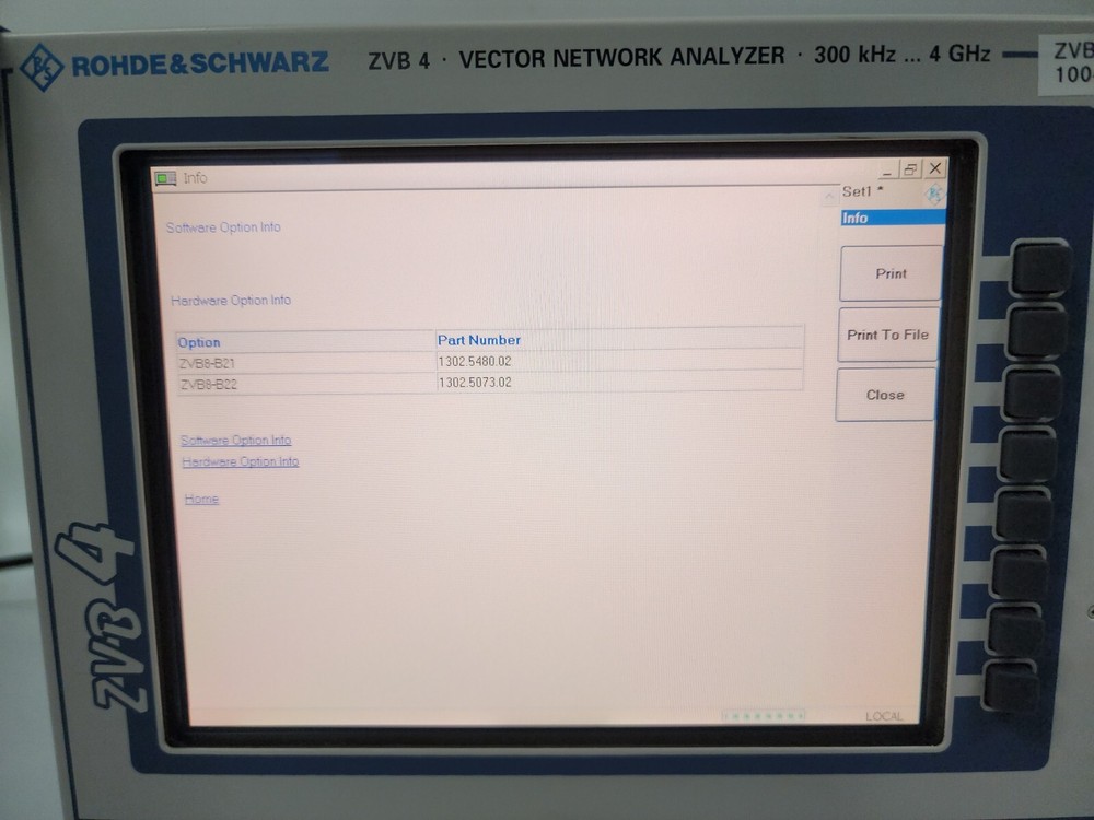Rohde & Schwarz ZVB 4 Vector Network Analyzer, 300 kHz to 4 GHz