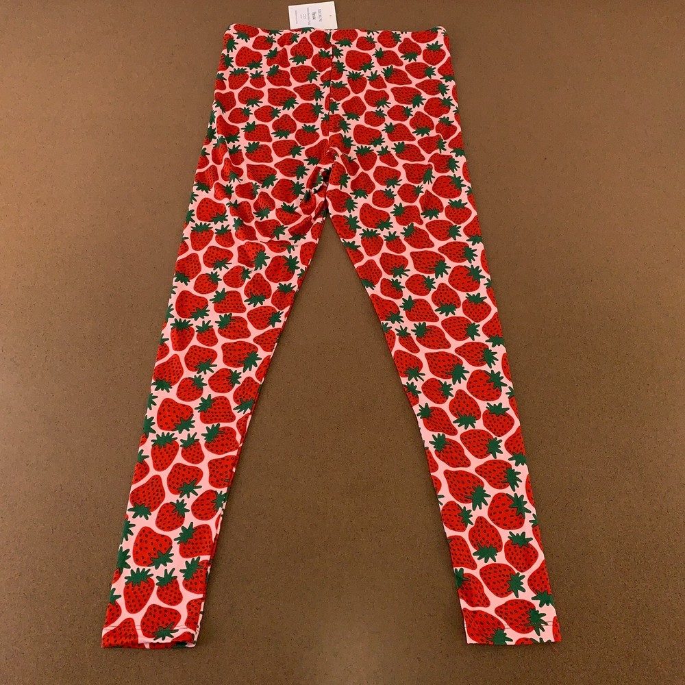 Lesley Evers Women's Size Medium Strawberries Pink Pull On Reese Leggings NWT