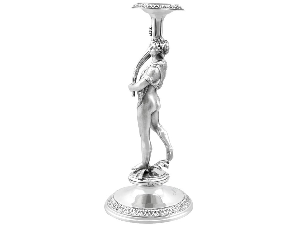 Antique Victorian Sterling Silver Figural Candlesticks (1865)