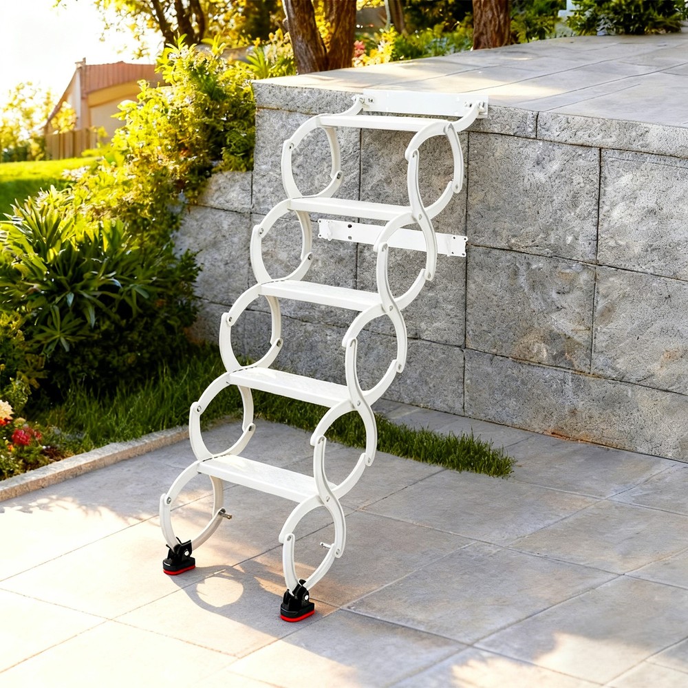 Attic Loft Pull Down Ladder 5 Step Wall Mounted Folding Loft Ladder Stairs White