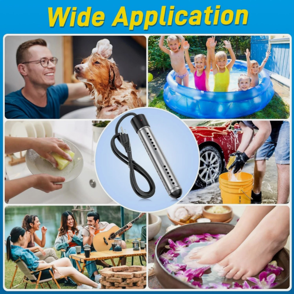 2000W Immersion Water Heater Submersible Portable Electric Heaters 110-125V AC