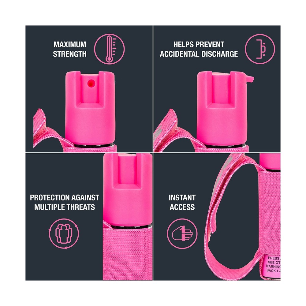SABRE RED Strength Pepper Gel Spray Adjustable Hand Strap Security Runners Pink