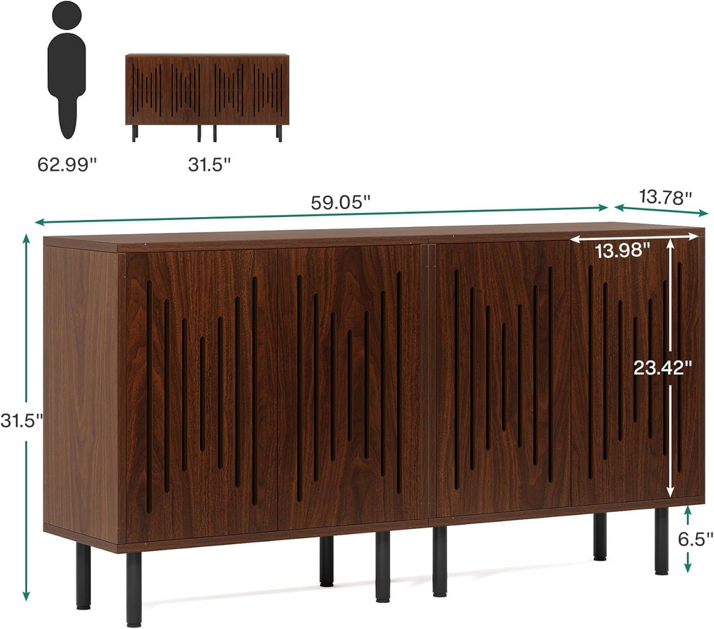 Set of 2 Sideboard Buffet with Storage, 59" Buffet Sideboard Cabinet with Adjust