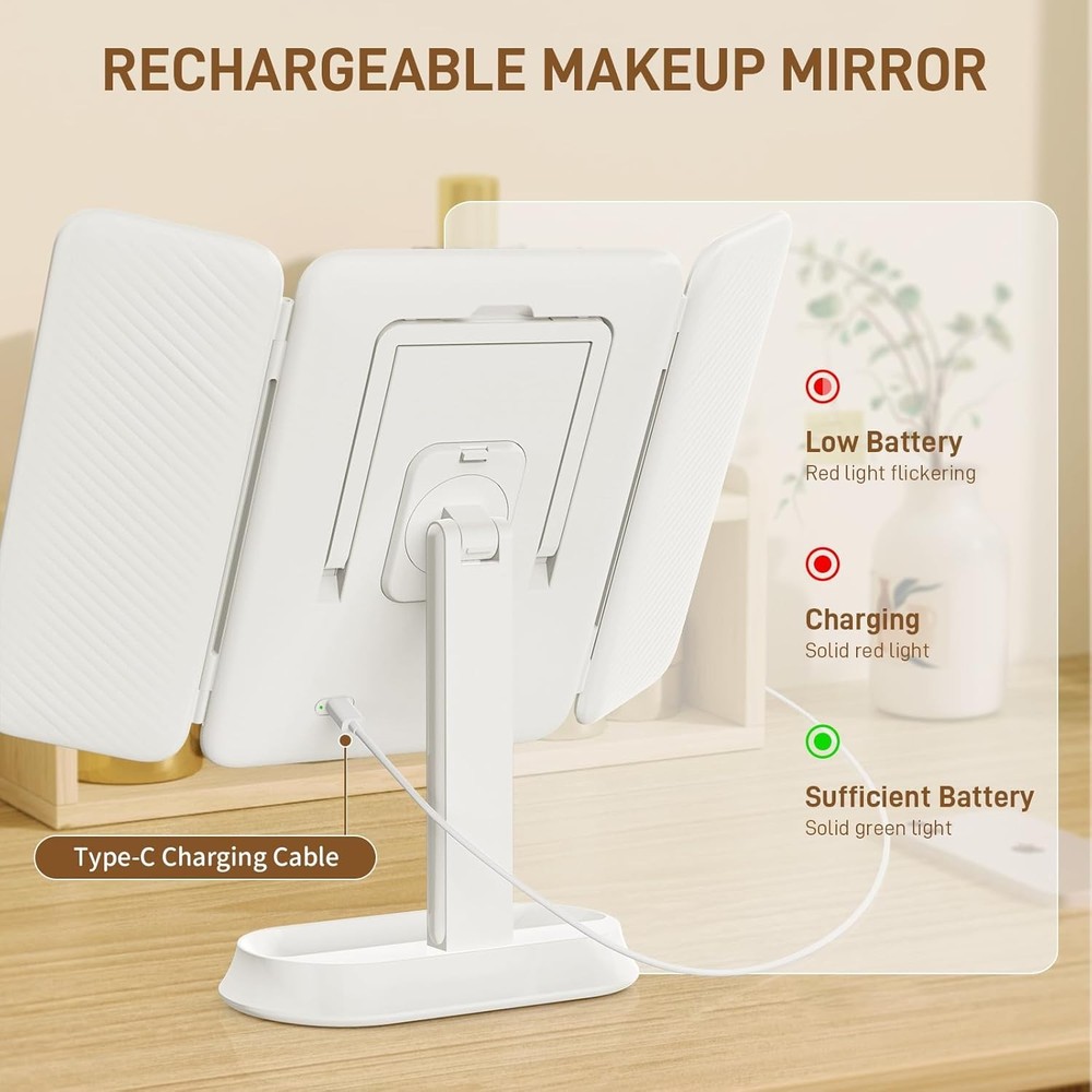 Vanity Mirror W/ Lights Rechargeable Lighted Makeup Mirror 1X/3X/5X