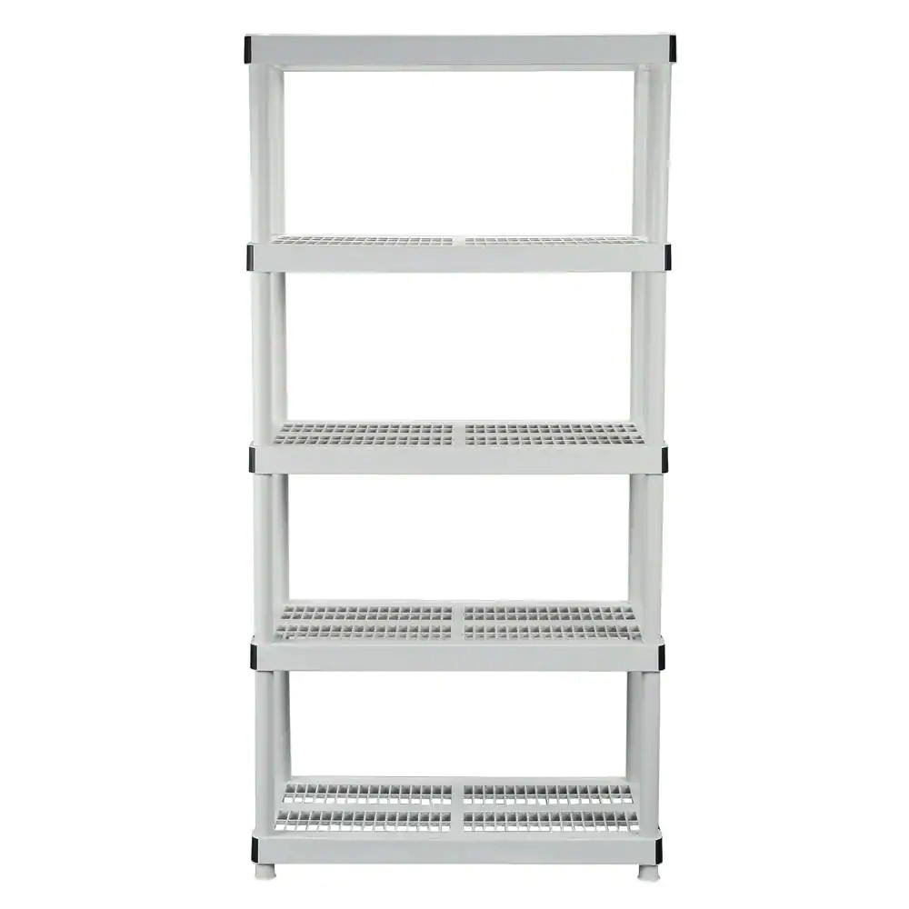 5-Tier Easy Assembly Multi-Purpose Plastic Garage Storage Shelving Unit in Gray