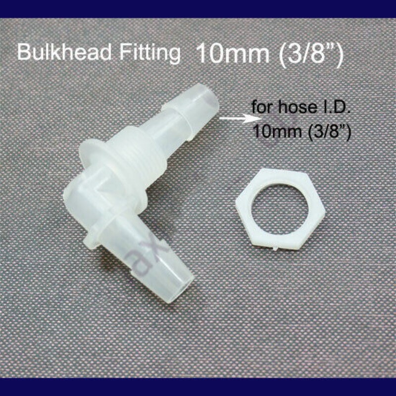 Elbow Bulkhead 3/8 10mm Plastic 90 ° Fitting Hose Barb Connector Adapter -