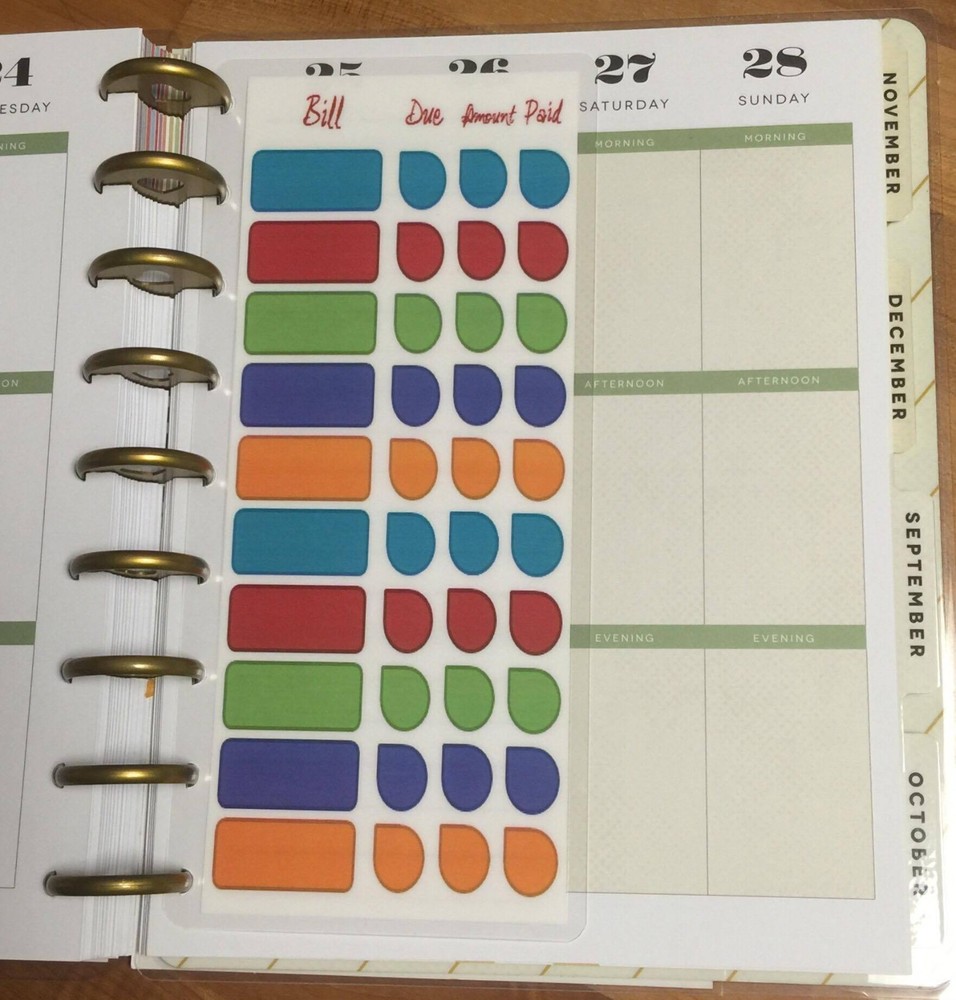(SHORT) Bills to Pay Two-Sided Dashboard 4 use with Happy Planner~