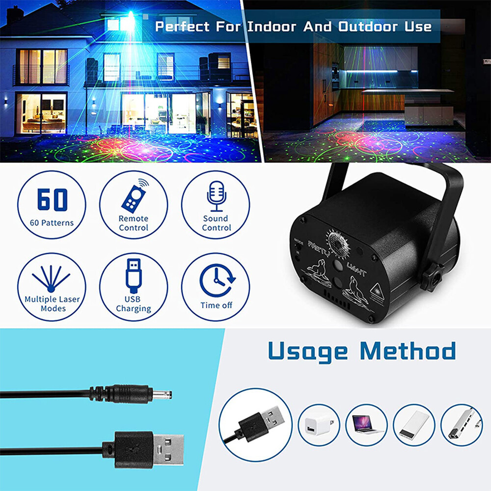 1024 Patterns Disco Party Stage Light Laser Projector LED Disco Show DJ Lighting