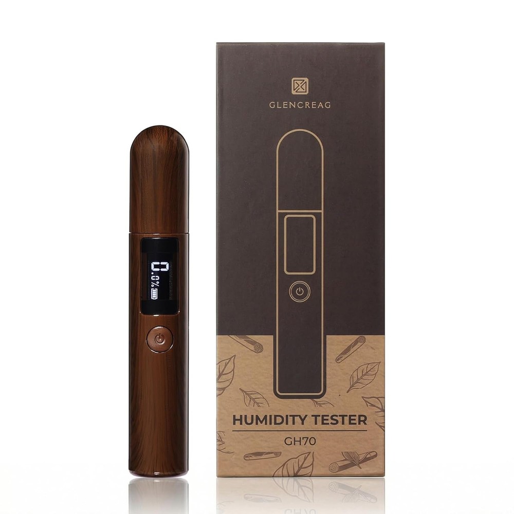 Cigar Humidity Tester Rechargeable Hygrometer LED Display Meter Storage Boxes