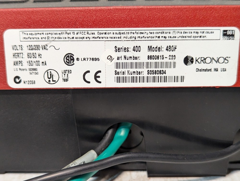 Kronos 480F Ethernet Time Clock, only two come with power cords