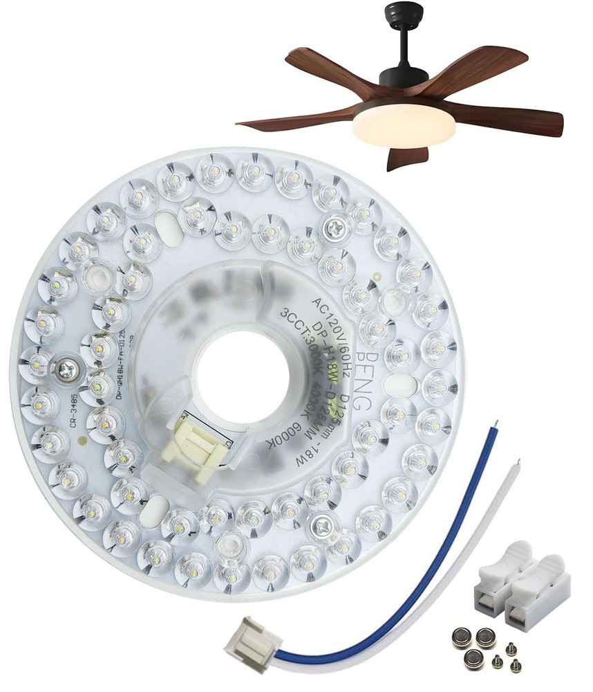4.92'' LED Ceiling Fan Light Retrofit Kit, 18W Flush Mount Ceiling Light Repl...