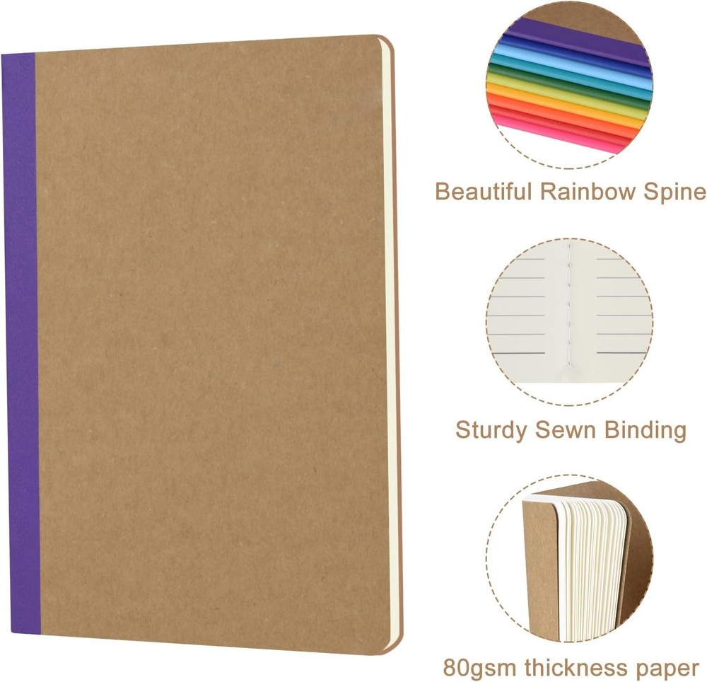 Colorful Lined Notebooks Bulk, A5 Journals Colors, 60 Pas/30 Sheets
