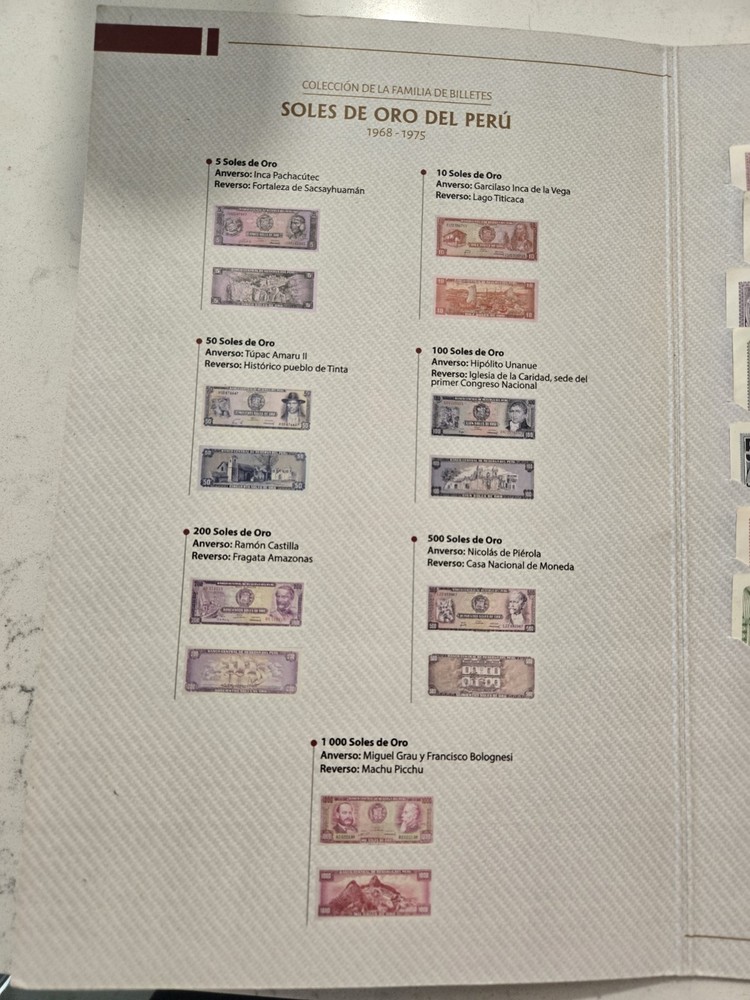 Complete Set Sol de Oro Peru Banknotes