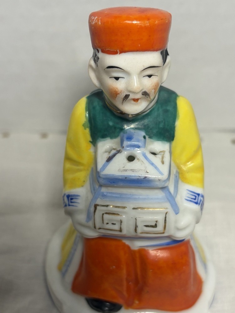 Ceramic Incense Burner Figurine Occupied Japan Hand Painted 4.25”