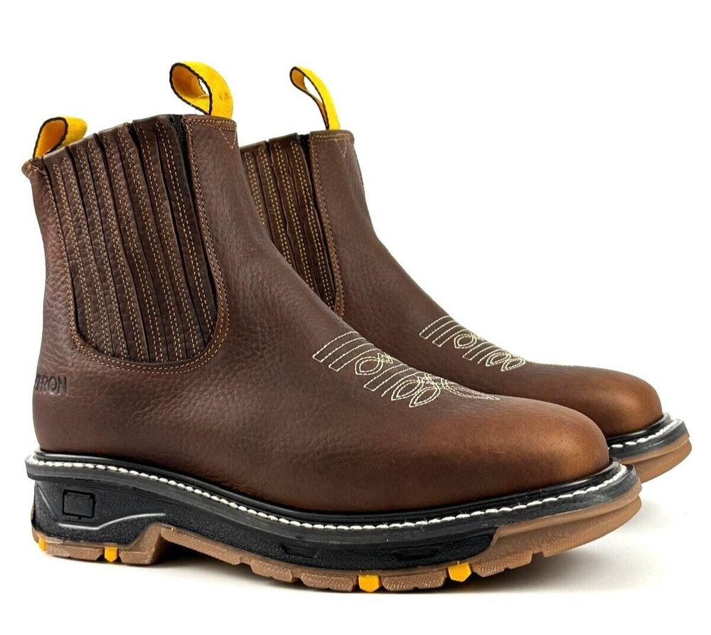 MENS WORK BOTINES POLYURETHANE ANKLE BOOTS GENUINE LEATHER OCRE ANKLE BOOTS 3078