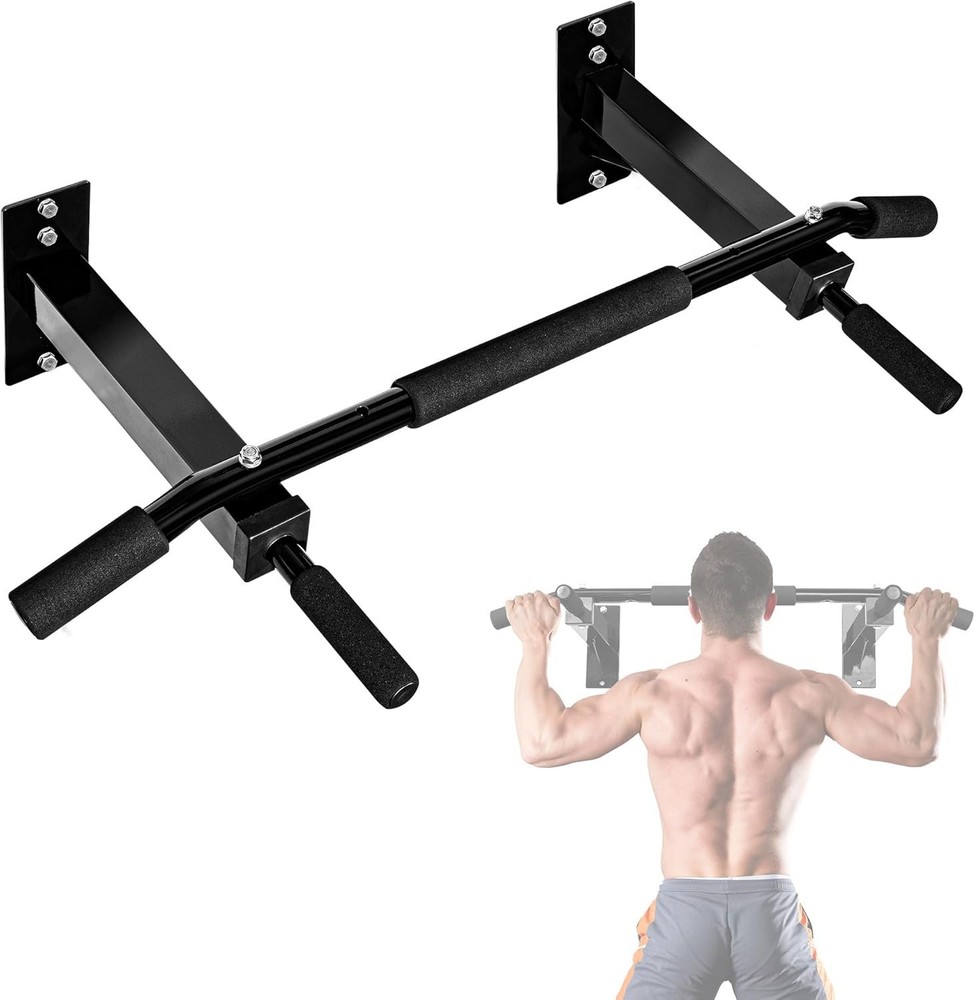Secure Multi-Grip Wall Mounted Pull Up Bar - Supports Heavy Users up to 300 lbs