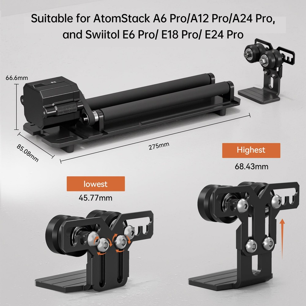 Refurbished Atomstack R2-B Laser Rotary Roller for Swiitol E18 Pro/ E24 Pro ERLO