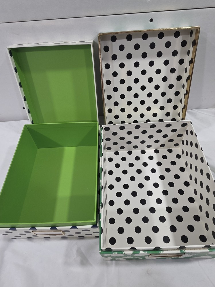 Kate Spade Nesting Boxes Poke A Dot And Green/white- Size Small And Medium