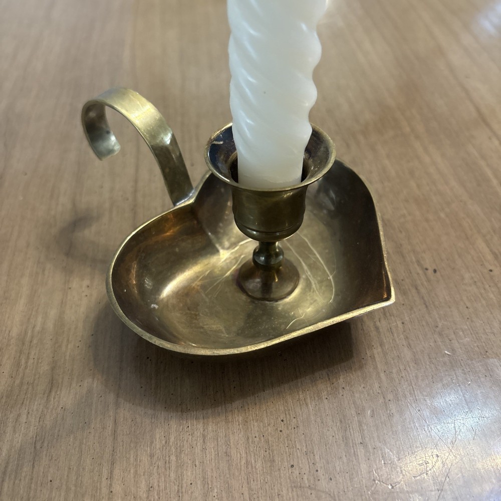 Vintage Brass Heart Candle Holder