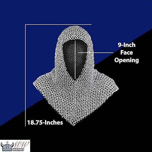 Chainmail Coif Armor, 18.75 Inches