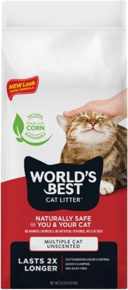 Natural Corn Cat Litter, 32 lbs - Unscented, Quick Clumping