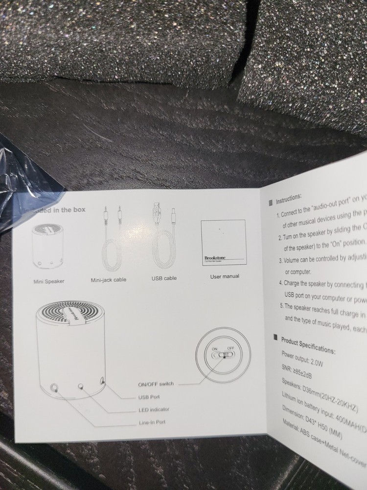 Brookstone Cool Vibes Wired Mini Speaker with Mini USB Connectors