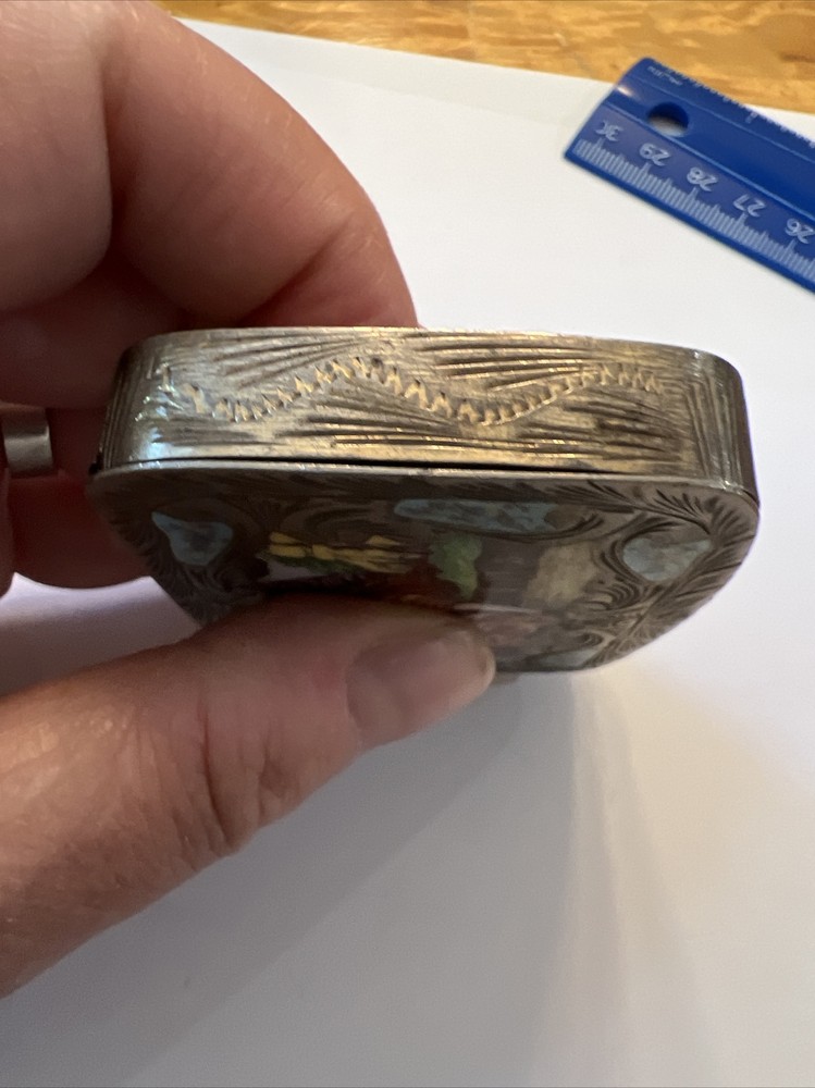 Antique Sterling Silver Enamel Box
