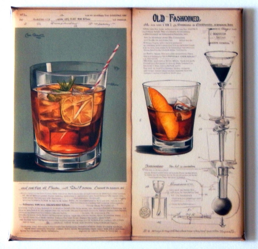 Old Fashioned Cocktail FRIDGE MAGNET sign advertisement "style B"