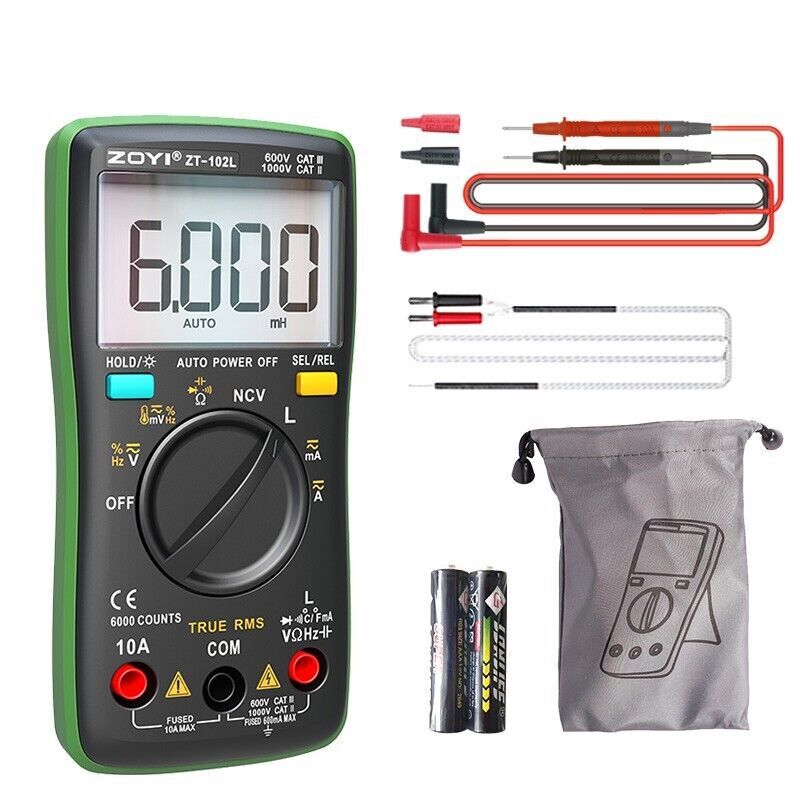 Digital Multimeter LCD 6000 Auto Range T-RMS Current Voltage Inductance Tester