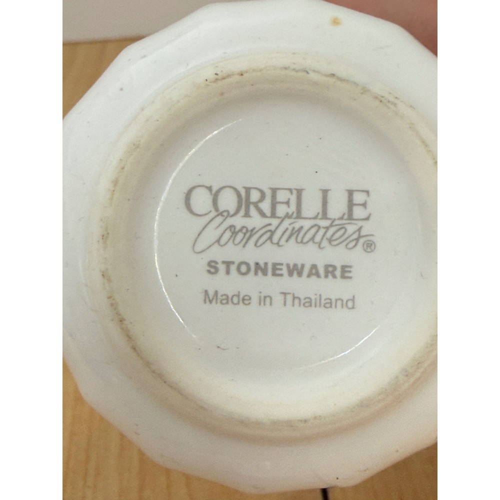 Corelle Coordinates Stoneware Coffee Mug White Swirl Fruit Pear Apple Grapes