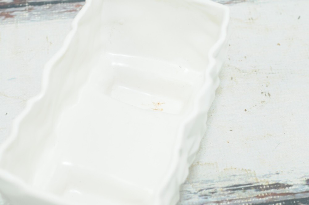 Vintage . McCoy Geometric Pottery White Rectangular Window Box Planter Flower #2
