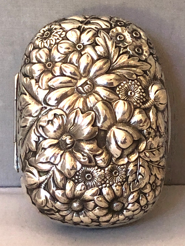 Antique Gorham Cluny Pattern Sterling Silver Hinged Soap Box, 93 Grams.