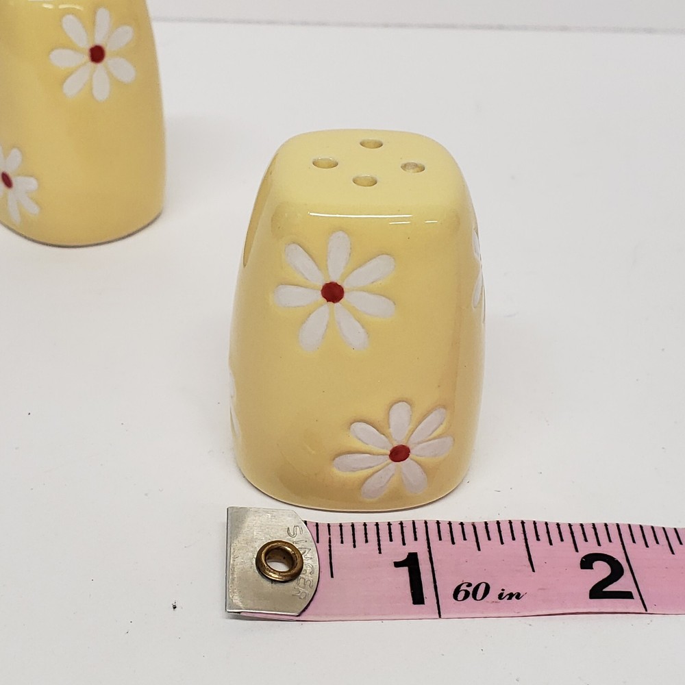 Pfaltzgraff Dazee Sun Mini Salt & Pepper Set Yellow Daisy Flowers