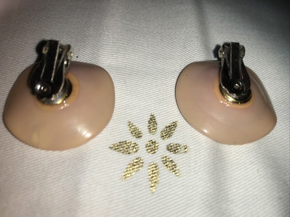 Vintage Rhinestone & Tan Clip Earrings