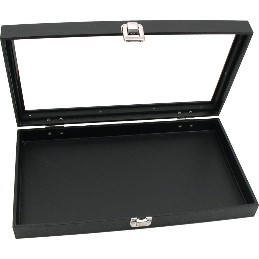 Glass Top Display Case Box White 18 Slot Insert