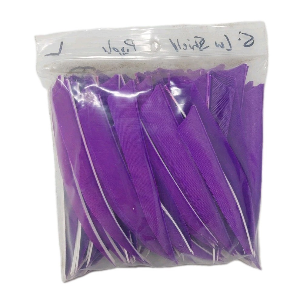 100pk Archery Arrow Feathers 5" Left Wing: Shield Purple
