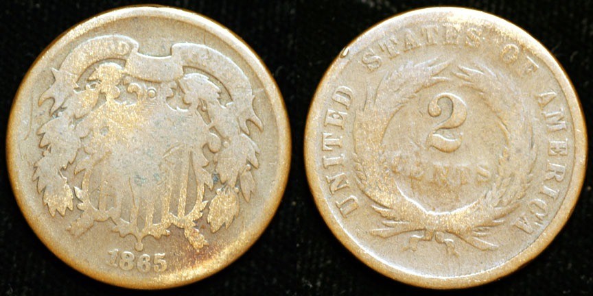 1865  Two Cent Piece
