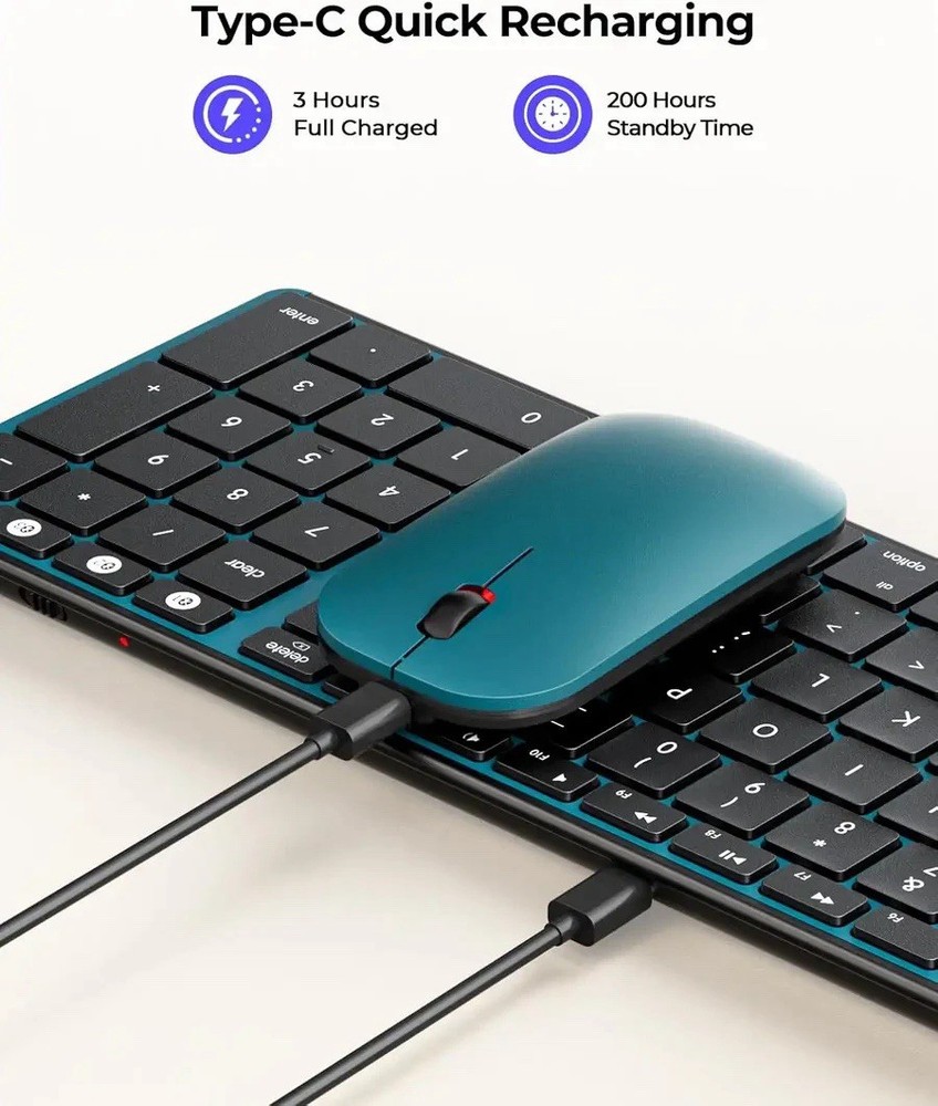 Slim Bluetooth Keyboard/Mouse Combo For MacBook/IPad/Mac, (White) SKM64-2 - NEW
