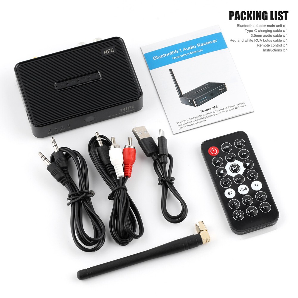 Bluetooth 5.1 Transmitter Receiver Long Range For TV Home Stereo Audio Adapter☑@