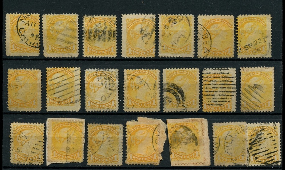 21 x copies 1 cent Small Queen lot Canada used