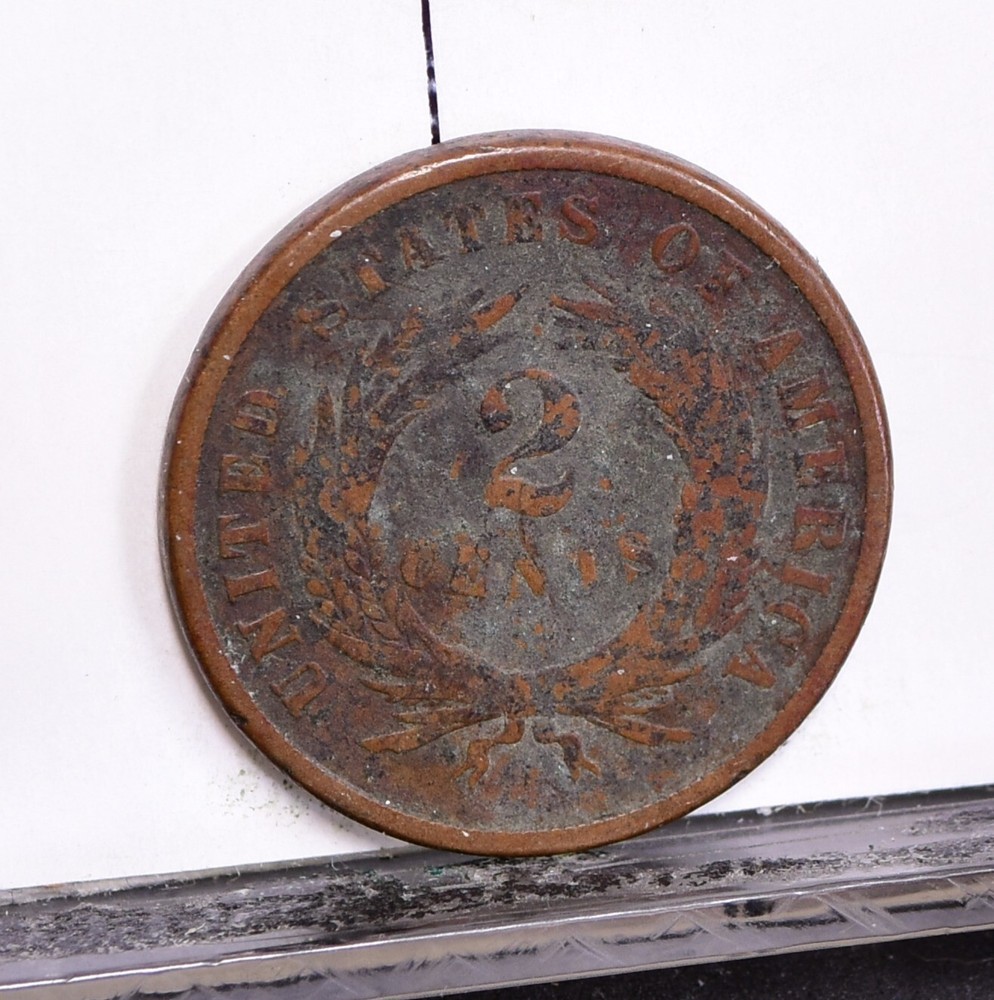 1865 Two Cent Piece - Good Details, Verdigris (#56774-L)