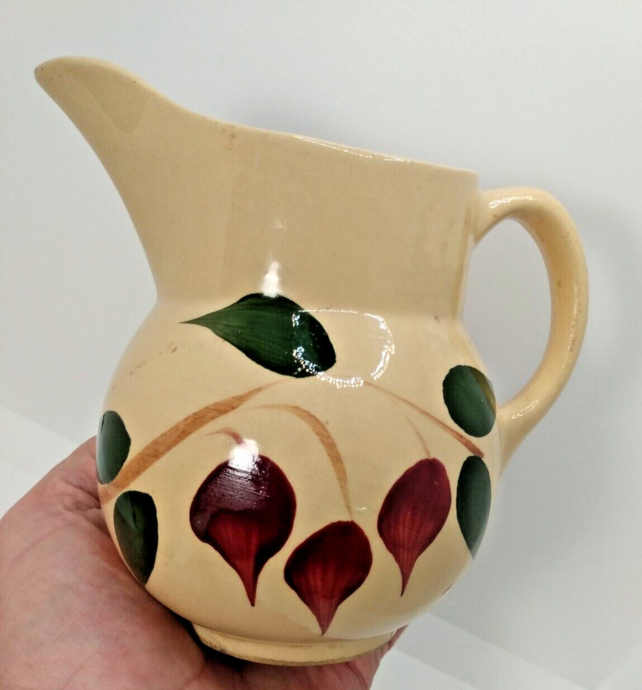 2 Watt Ovenware #15 Red Bud pattern 5.5" Pitchers