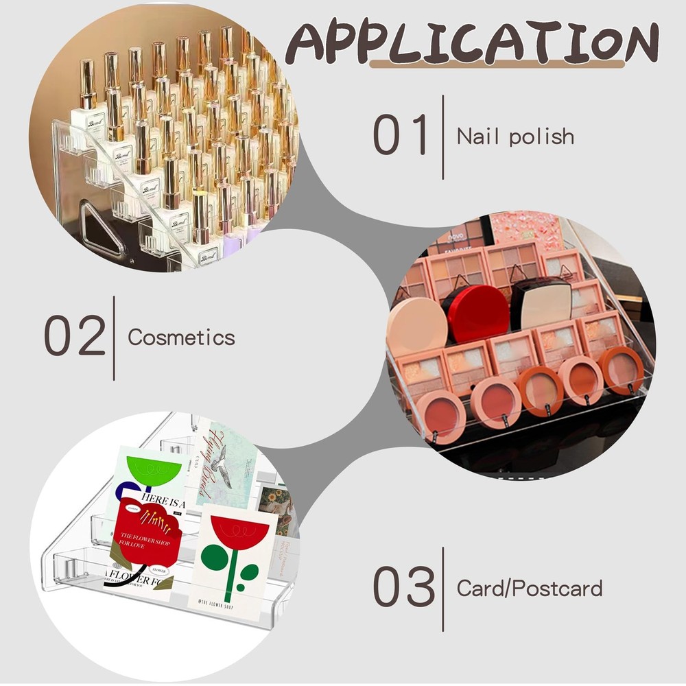 5-Tiered Trading Card Display Holder, Clear Plastic Tabletop Display Rack for...