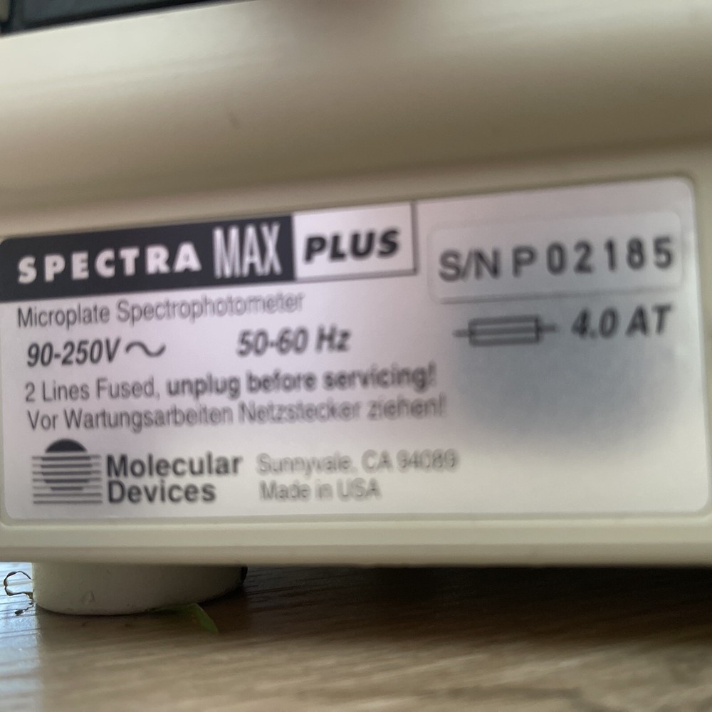 MOLECULAR DEVICES SPECTRA MAX PLUS MICROPLATE SPECTROPHOTOMETER READ
