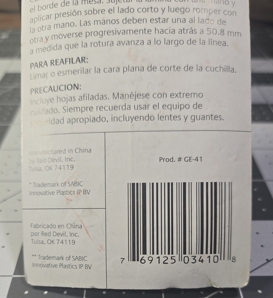Cutter for Plastic Sheet & Other Material Double Bevel Scoring Edge New Sealed