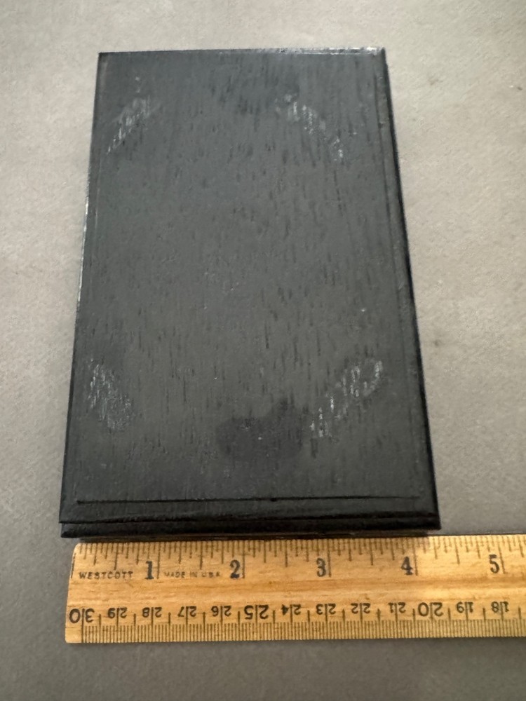 FOOTED EBONY BLACK WOOD RECTANGULAR VASE DISPLAY STAND BASE VINTAGE