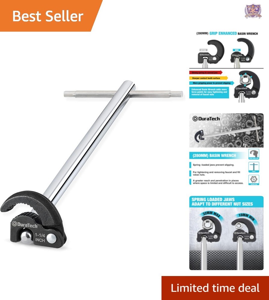 11" Adjustable Basin Wrench for Professionally Efficient Plumbing Repairs