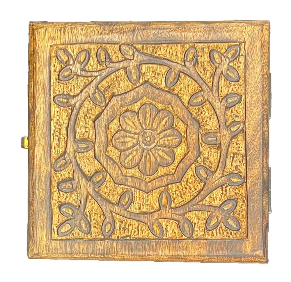 Mango Wood Engraved Square Box