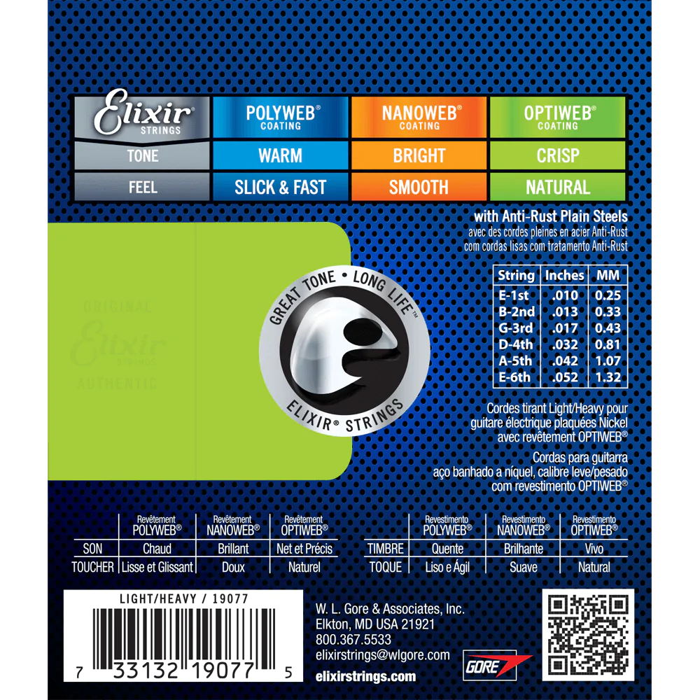 Elixir OPTIWEB Nickel Electric — 19077 Light/Heavy .010-.052