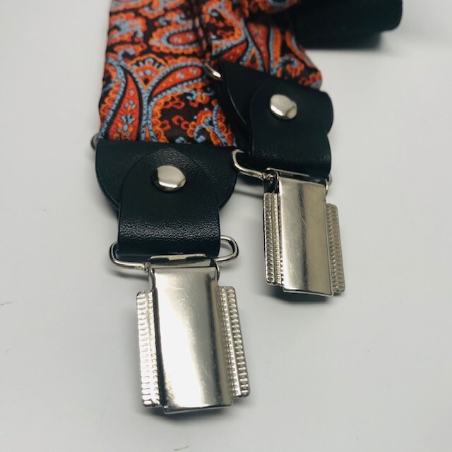 Brown Orange Blue Paisley E Point Suspenders Y-Back